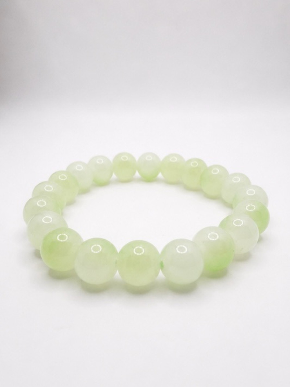 Pastel Green Beaded Stretch Bracelet | Jade Style Frosted Glass | Minimalist